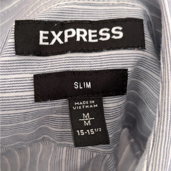 Express Men's Pinstripe Cotton Button Down Shirt - Gray - Picture 2 of 2